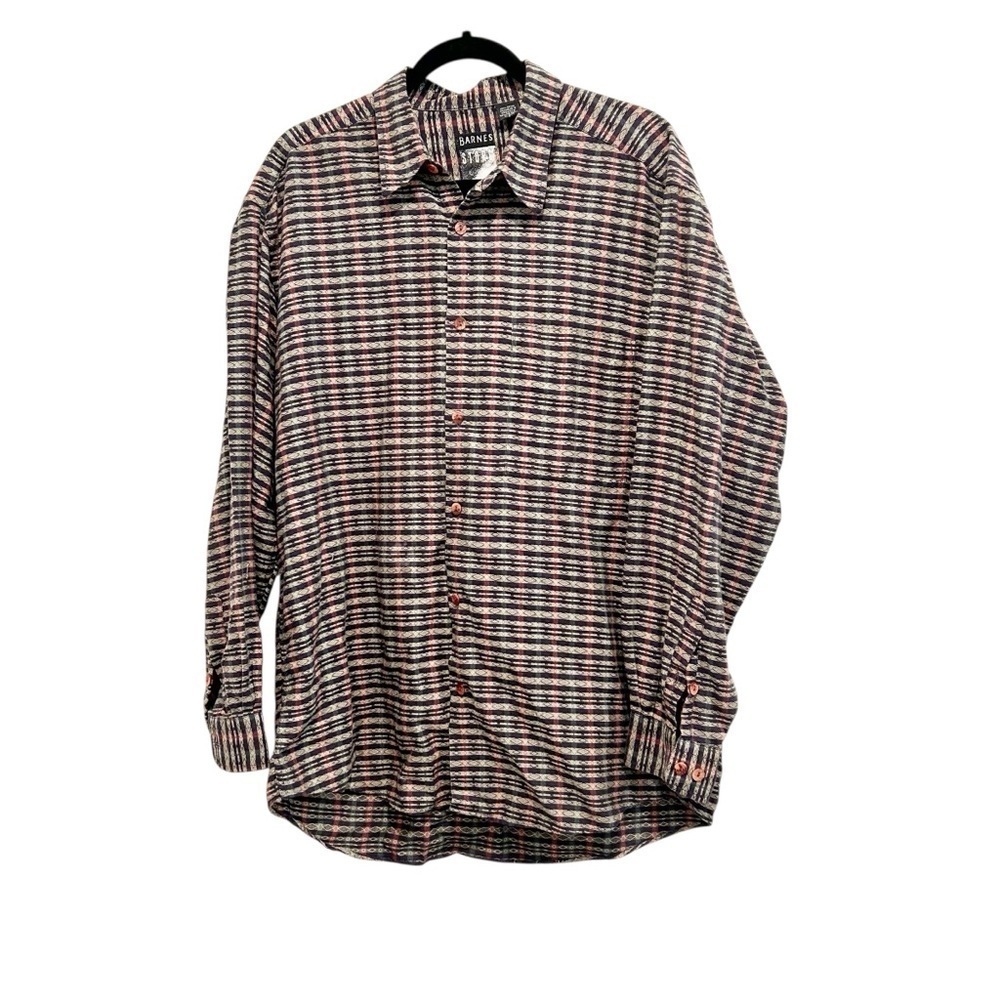 Vintage Jhane Barnes Storm Shirt Men's Large Geometric Pattern Button Up Cotton - Picture 2 of 5